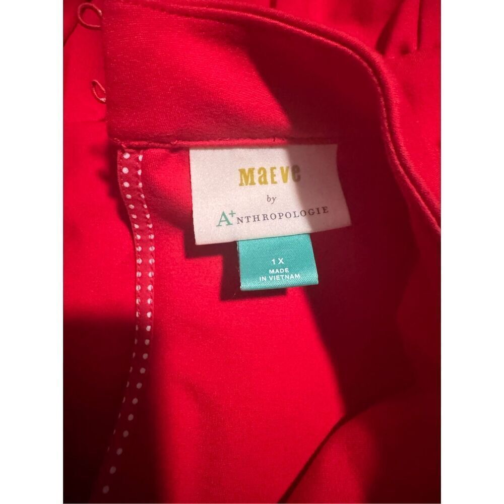 Maeve by Anthropologie red ruffle hem shift dress 1X - Picture 2 of 8
